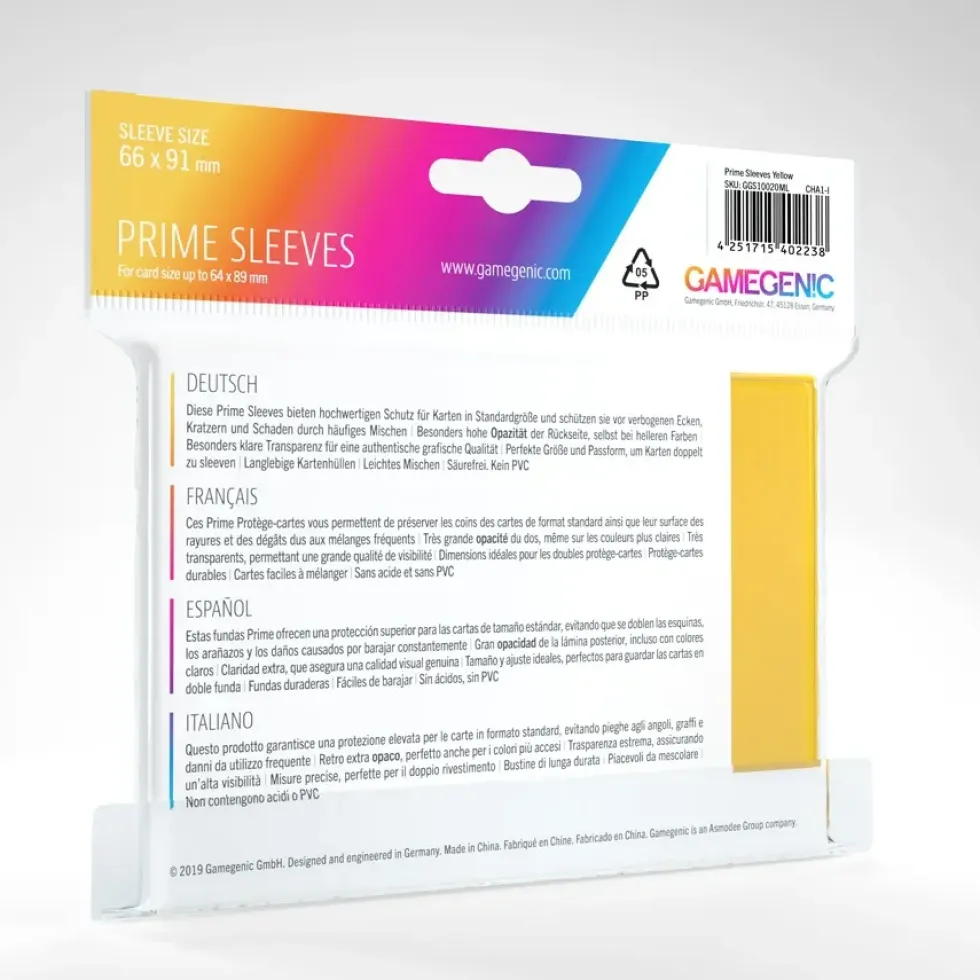GameGenic: PRIME Sleeves - Yellow (66 x 91 mm) - 100 st