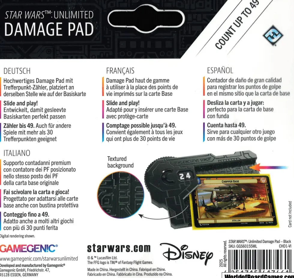 Gamegenic - Star Wars: Unlimited Damage Pad - Black
