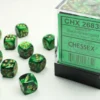 Gemini - Black-Green/Gold - d6, 36 st (12 mm, prickar)