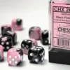 Gemini: Black-Pink/White - d6, 12st (16 mm, prickar)