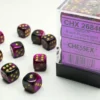 Gemini - Black-Purple/Gold - d6, 36 st (12 mm, prickar)