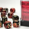 Gemini: Black-Red/Gold - d6, 12st (16 mm, prickar)