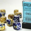 Gemini: Blue-Gold/White - d6, 12st (16 mm, prickar)