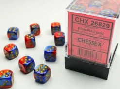 Gemini - Blue-Red/Gold - d6, 36 st (12 mm, prickar)