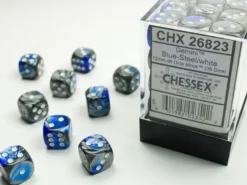 Gemini - Blue-Steel/White - d6, 36 st (12 mm, prickar)