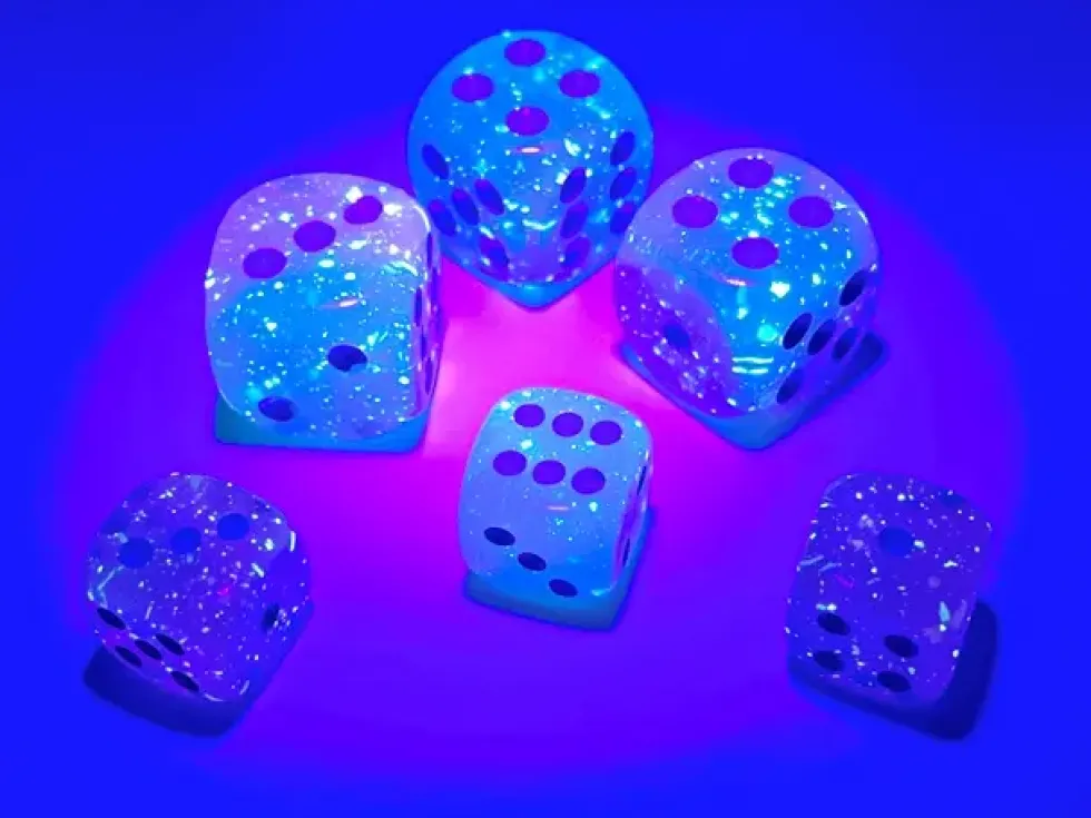 Gemini - Gel Green-Pink/Blue - d6, 36 st (12 mm, prickar)