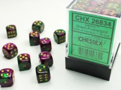 Gemini - Green-Purple/Gold - d6, 36 st (12 mm, prickar)