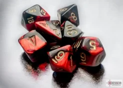 Gemini Mini-Polyhedral Black-Red/Gold 7-Die Set