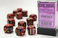 Gemini: Purple-Red/Gold - d6, 12st (16 mm, prickar)