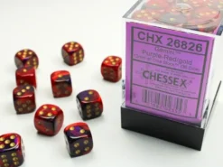 Gemini - Purple-Red/Gold - d6, 36 st (12 mm, prickar)
