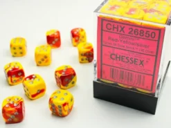 Gemini - Red-Yellow/Silver - d6, 36 st (12 mm, prickar)