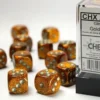 Glitter - Gold/Silver - d6, 12 st (16 mm, prickar)