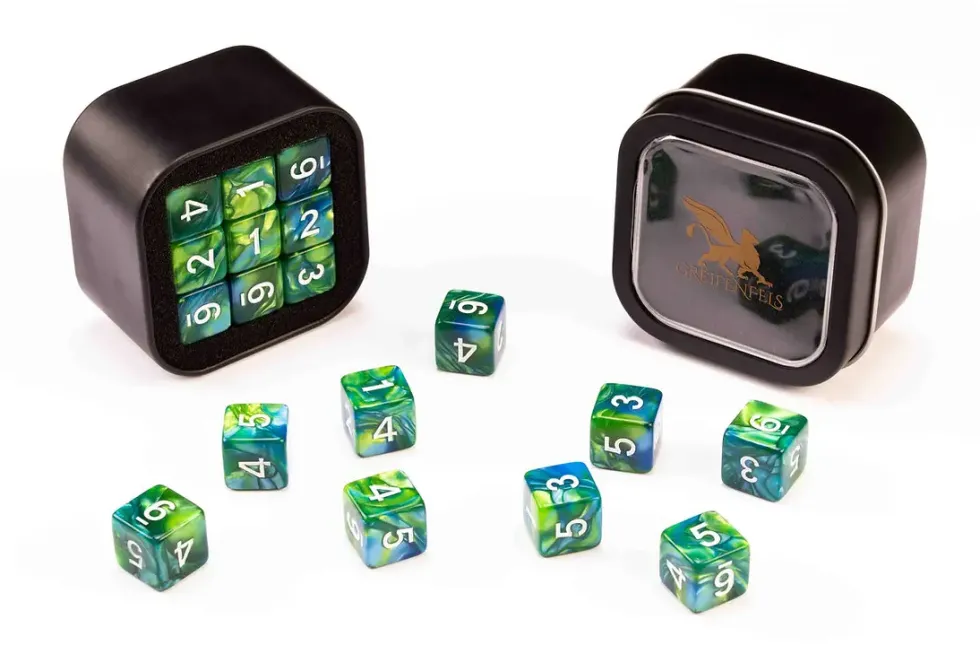 Greifenfels: D6 Series (Marble) - Blue & Green (16 mm, 18 st)