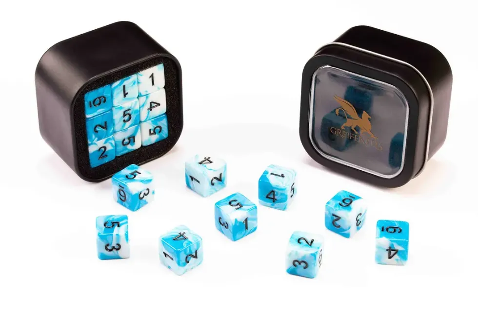 Greifenfels: D6 Series (Marble) - Blue & White (16 mm, 18 st)