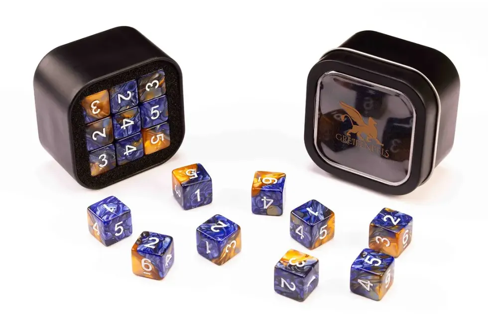 Greifenfels: D6 Series (Marble) - Blue & Gold (16 mm, 18 st)
