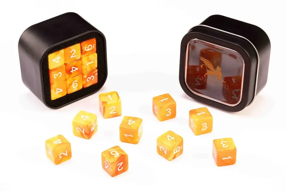 Greifenfels: D6 Series (Marble) - Orange & Yellow (16 mm, 18 st)