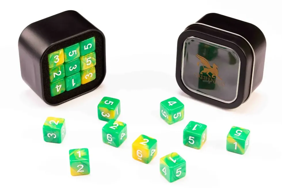 Greifenfels: D6 Series (Marble) - Yellow & Green (16 mm, 18 st)