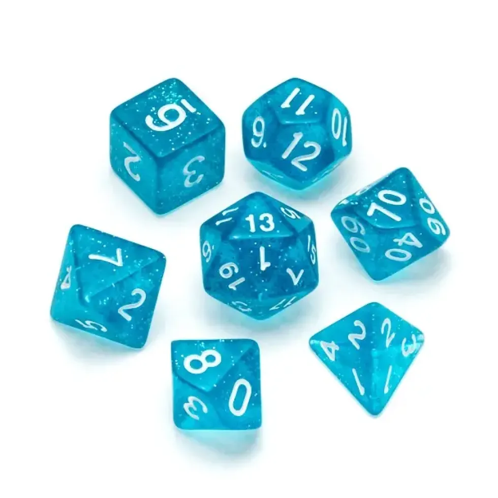 Greifenfels: Glitter Series - Light Blue/White - Dice Set