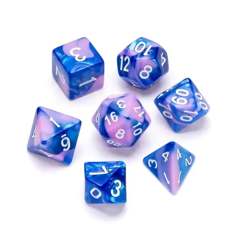 Greifenfels: Marble Series - Blue,Pink/White - Dice Set