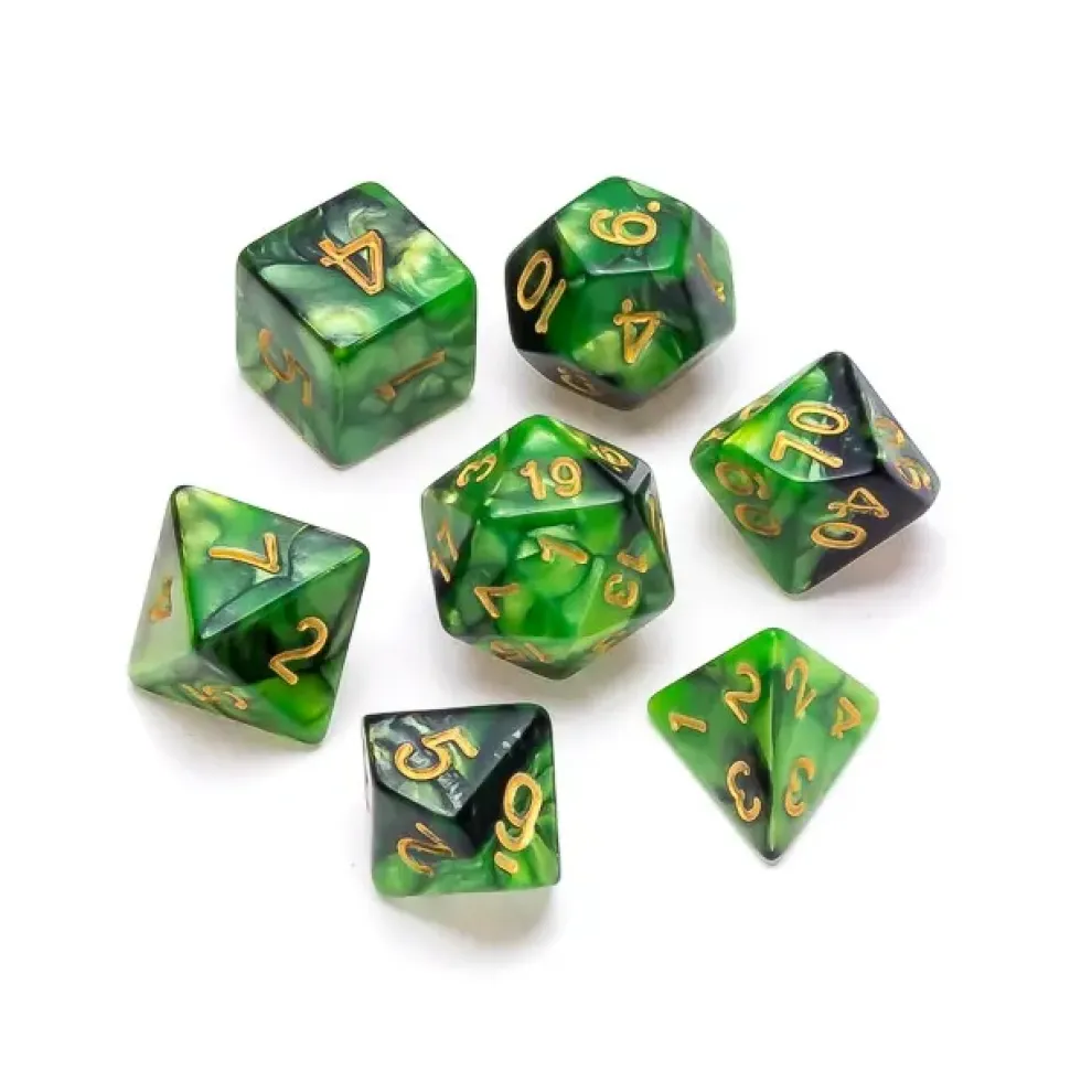 Greifenfels: Marble Series - Green,Black/Gold - Dice Set