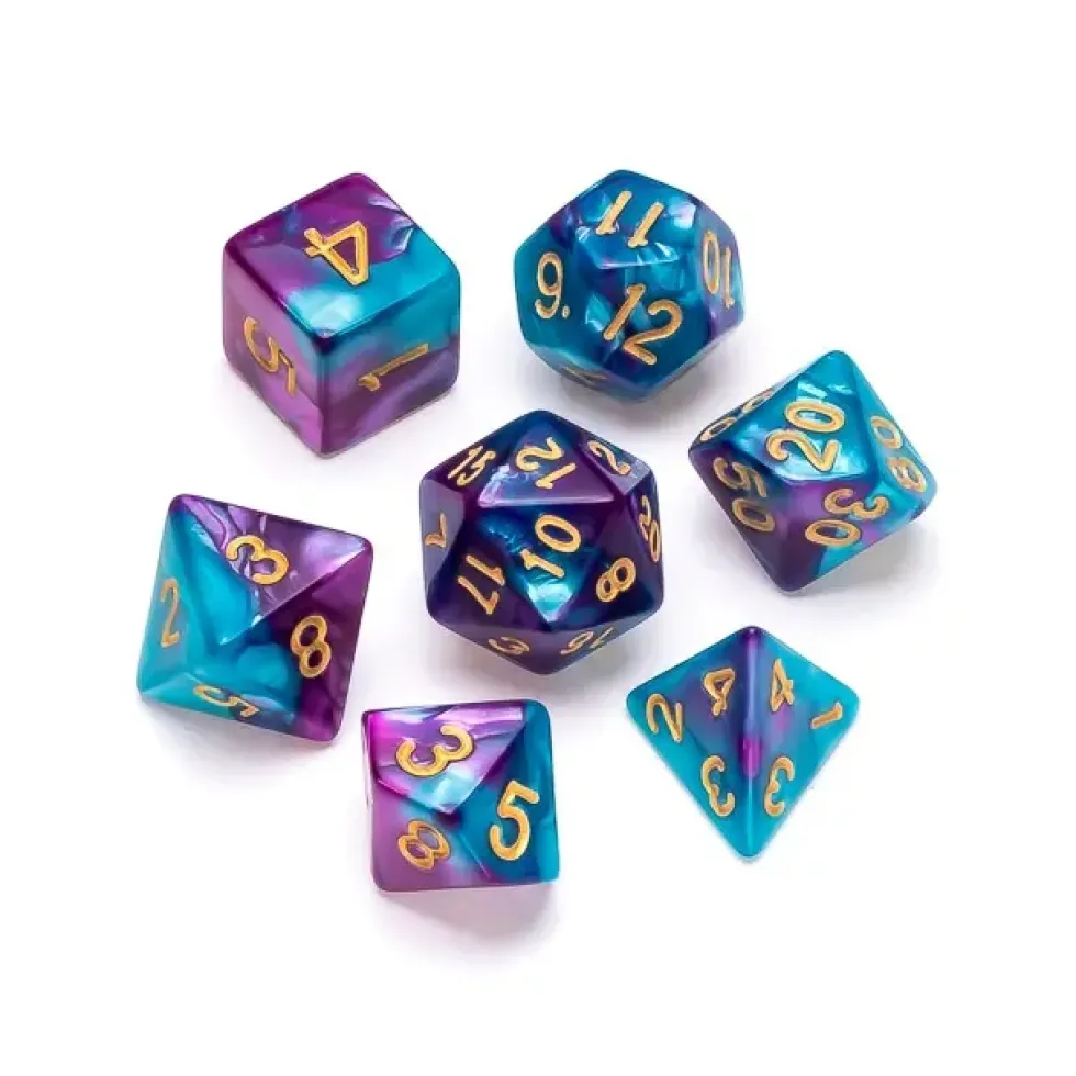 Greifenfels: Marble Series - Pale Blue,Purple/Gold - Dice Set