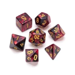 Greifenfels: Marble Series - Red,Black/Gold - Dice Set