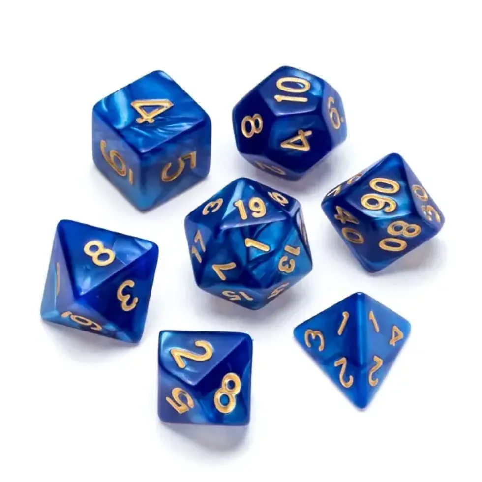 Greifenfels: Pearl Series - Blue/Gold - Dice Set