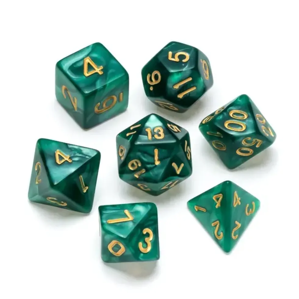 Greifenfels: Pearl Series - Dark Green/Gold - Dice Set