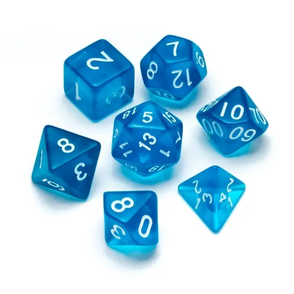 Greifenfels: Transparent Series - Blue/White - Dice Set