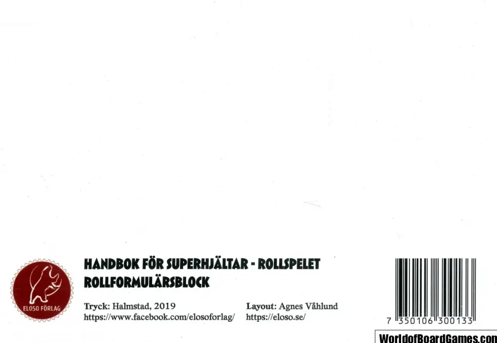 Handbok för Superhjältar: Rollspelet - Rollformulärsblock