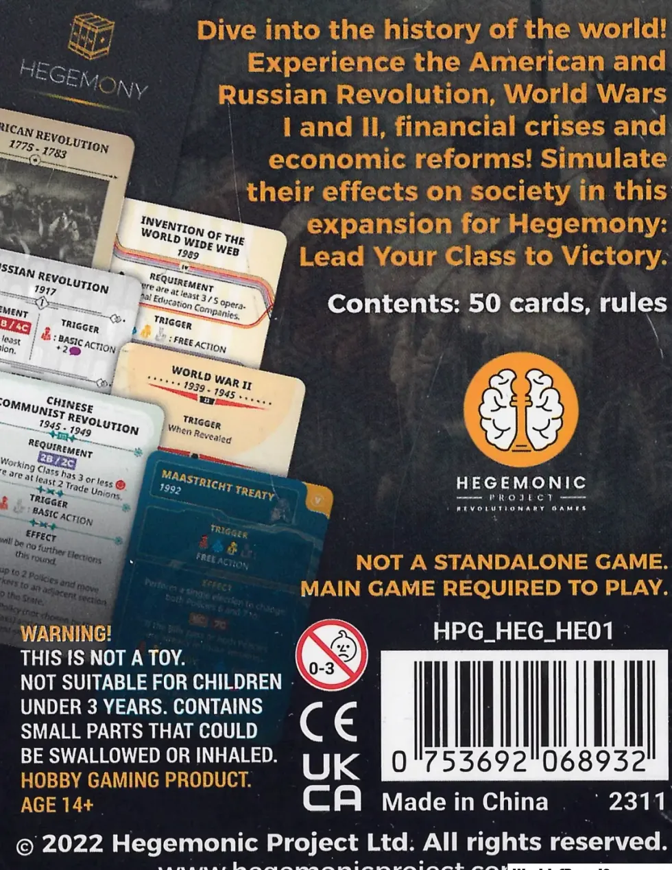 Hegemony: Lead Your Class to Victory - Historical Events (Exp.)