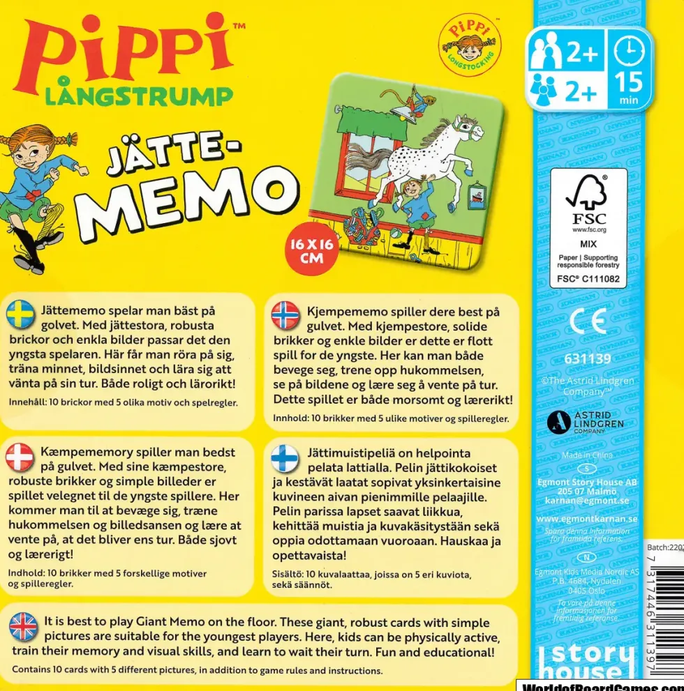 Jätte-Memory: Pippi Långstrump (Kärnan)