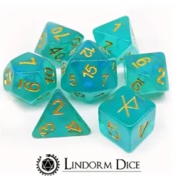 Lindorm: Sea Shanty - My Mother Told Dice Set (Teal-Aqua/Gold)