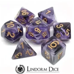 Lindorm: Sea Shanty - The Curse Dice Set (Purple-Black-White/Gold)