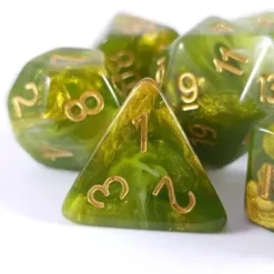 Lindorm: Witch Brew - Crescent Moon Grass Dice Set (Green-Gold/Gold)