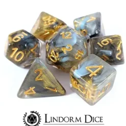 Lindorm: Witch Brew - Crow's Feather Dice Set (Black-Gold/Gold)