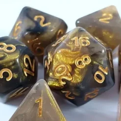 Lindorm: Witch Brew - Lumen Flower Dice Set (Black-Gold/Gold)