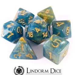 Lindorm: Witch Brew - Serpent Salt Dice Set (Turquoise-Gold/Gold)