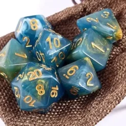 Lindorm: Witch Brew - Serpent Salt Dice Set (Turquoise-Gold/Gold)