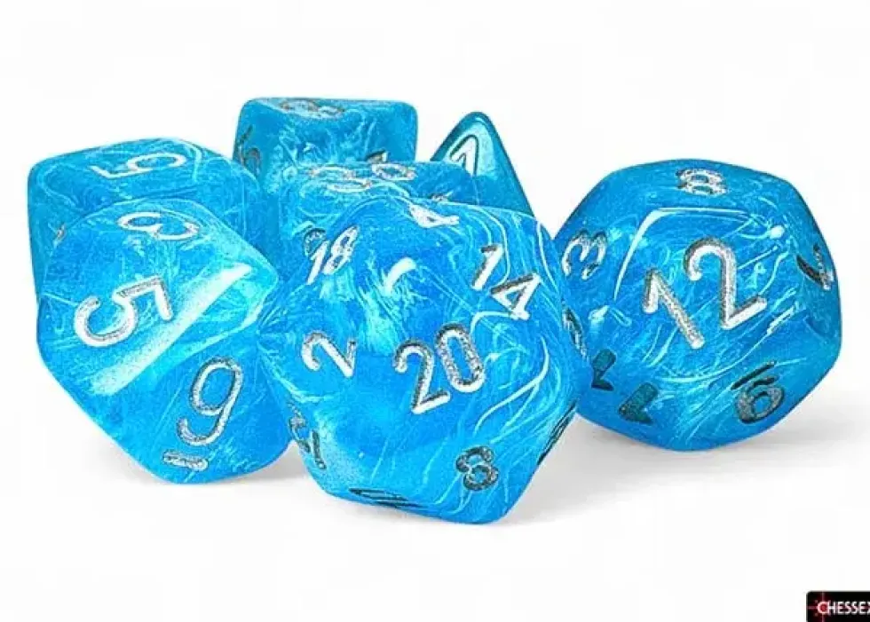 Luminary - Sky/Silver Mega-hedral Dice Set