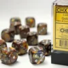 Lustrous - Gold/Silver - d6, 12 st (16 mm, prickar)