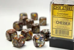 Lustrous - Gold/Silver - d6, 12 st (16 mm, prickar)