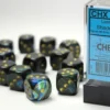 Lustrous - Shadow/Gold - d6, 12 st (16 mm, prickar)