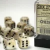 Marble - Ivory/Black - d6, 12 st (16 mm, prickar)