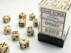 Marble - Ivory/Black - d6, 36 st (12 mm, prickar)