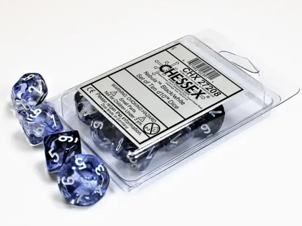 Nebula - Black/White - d10, 10 st