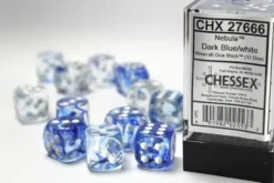 Nebula - Dark Blue/White - d6, 12 st (16 mm, prickar)