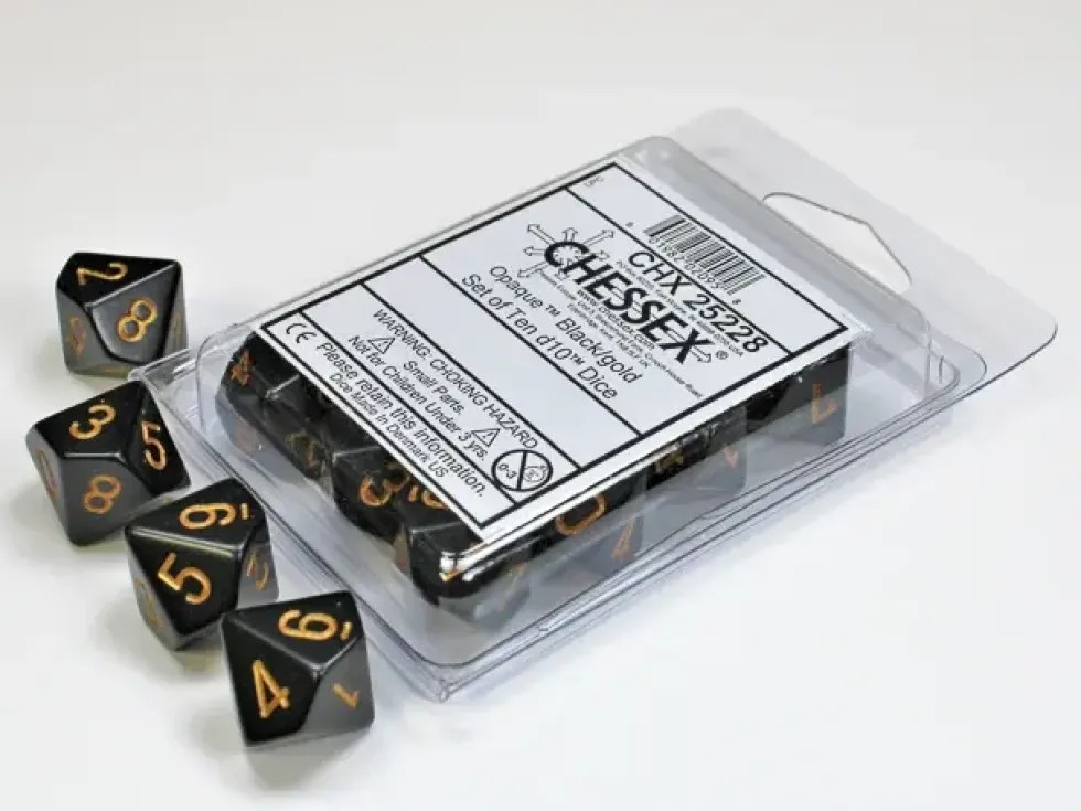 Opaque - Black/Gold - d10, 10 st
