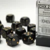 Opaque - Black/Gold - d6, 12 st (16 mm, prickar)