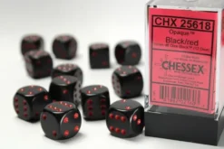 Opaque - Black/Red - d6, 12 st (16 mm, prickar)